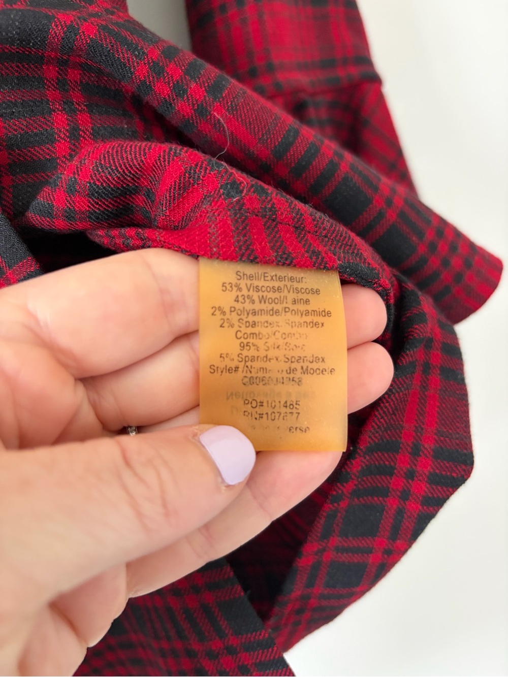 Vintage Alice + Olivia Red Black Plaid Wool Viscose Flounce Sleeve Fall Top S - Picture 4 of 7